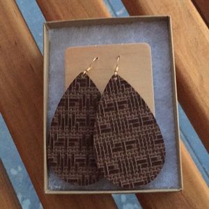 Nickel & Suede Earrings - Medium, Vintage Tweed